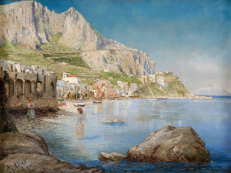 1826-Mór Adler - Scena di spiaggia a Capri